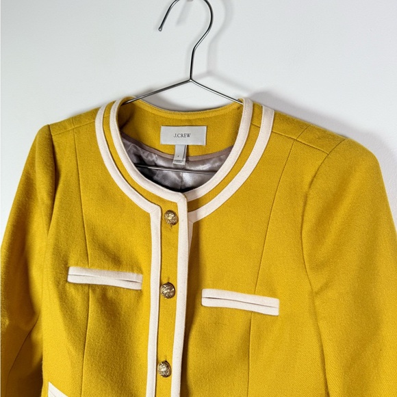 J.Crew Mustard Yellow Wool Trimmed Button Jacket - Picture 3 of 9